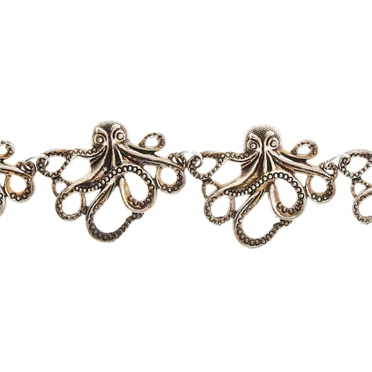 Silver Octopus Metal Beads, 42mm by Bead Landing&#x2122;